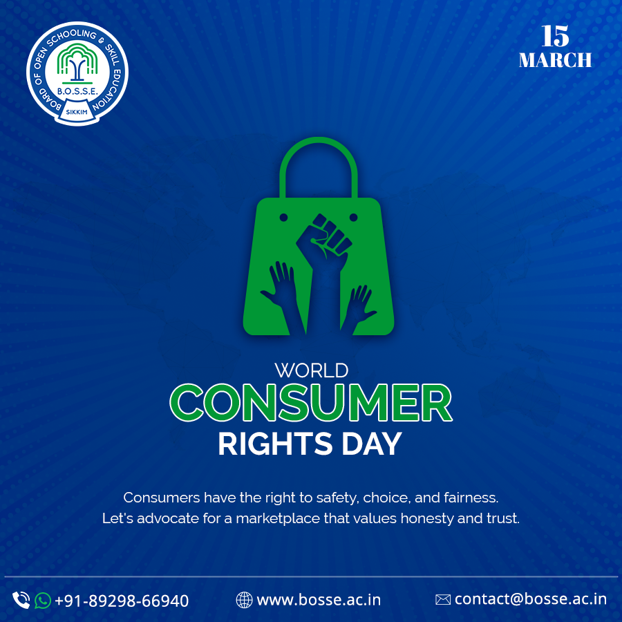 BosseSikkim's tweet photo. 🌍✨ Happy World Consumer Rights Day! ✨🛍️
On this World Consumer Rights Day, BOSSE encourages everyone to stay informed, aware, and empowered as responsible consumers. 

#WorldConsumerRightsDay #ConsumerAwareness #BOSSE #KnowYourRights #ResponsibleConsumers #ConsumerProtection https://t.co/N2blS0rLQ2