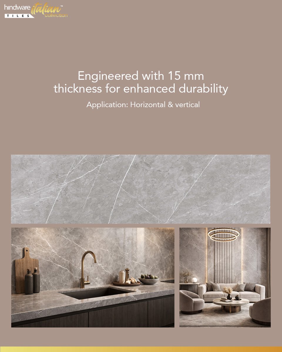 Richmond Grey (800×3000 mm) from the Alteza Series brings large-format versatility to modern spaces. 

Crafted with a 15mm thickness, it’s ideal for countertops, tables, and statement walls.

#HindwareItalianTiles #AltezaSeries #RichmondGrey #LargeFormatTiles #SlabTiles
