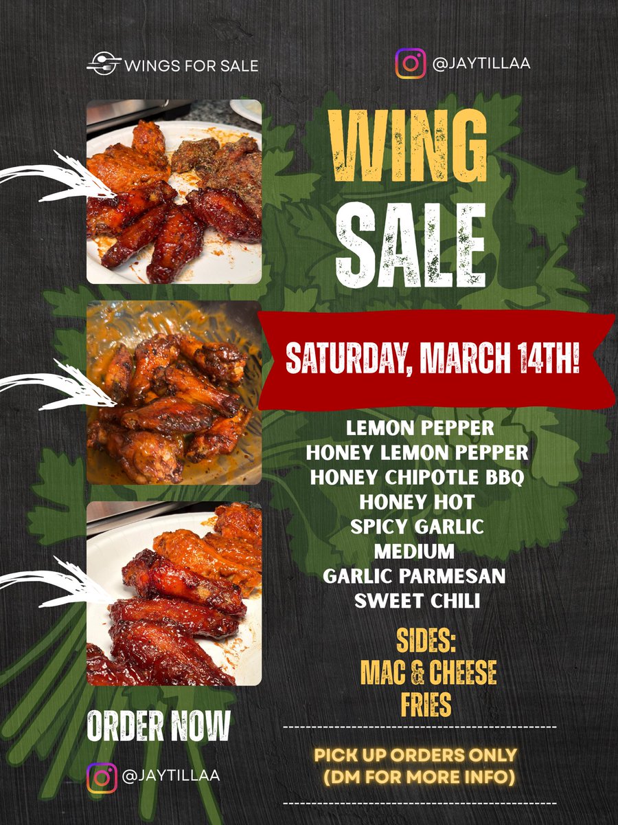 jaytillaa's tweet photo. WING SALE IN RALEIGH NC TOMORROW MARCH 14th SATURDAY !!!! DM ME 🫶🏽⭐️ https://t.co/RXrq73ED0N
