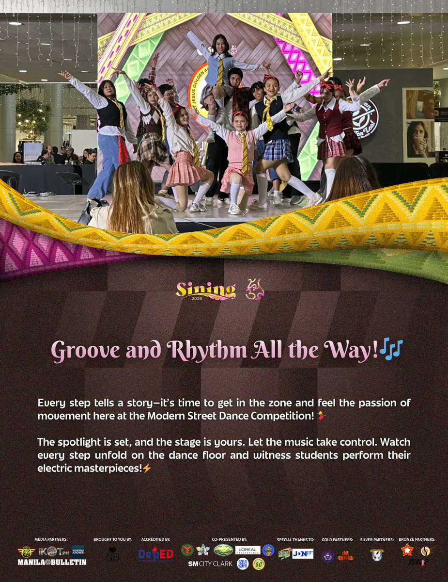 upaguman's tweet photo. Groove and Rhythm All the Way!🎶

Every step tells a story—it’s time to get in the zone and feel the passion of movement here at the Modern Street Dance Competition! 💃

#Sining2026
#Aguman52 https://t.co/cTkpwuziIG