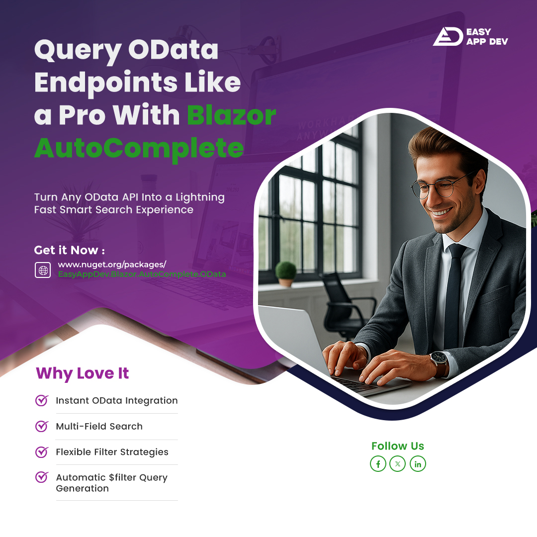 ahmednur_twitte's tweet photo. Blazor Autocomplete Made Easy with OData.

https://t.co/l7yW5eYAXT
#Blazor #dotnet #NuGet #OData https://t.co/C6uYrZXrS2
