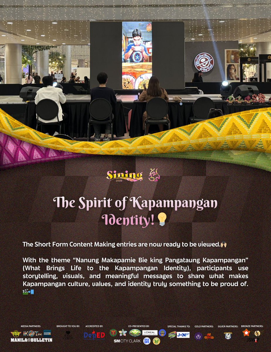 upaguman's tweet photo. The Spirit of Kapampangan Identity!💡

With the theme “Nanung Makapamie Bie king Pangataung Kapampangan” (What Brings Life to the Kapampangan Identity), the Short Form Content Making entries are now ready to be viewed.🙌🏼

#Sining2026
#Aguman52 https://t.co/p5bEMpmVV1