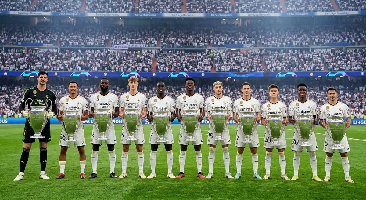 arsalansaidd's tweet photo. After rumors spread that Manchester City will display the Champions League trophy they won on the day of the Real Madrid match to motivate the players and fans, Real Madrid is considering having each player enter the pitch before the match carrying a trophy, see more… https://t.co/Fn0yg40ctJ