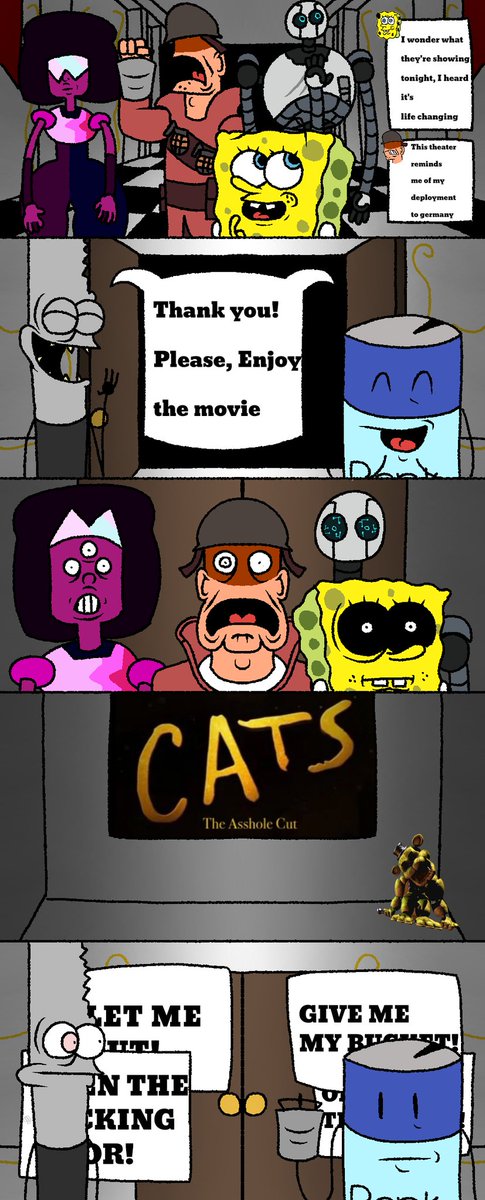 bonk_boy_blast's tweet photo. LET US OUT!!!
#TF2 #Spongebob #Stevenuniverse #Wildrobot https://t.co/BkRE8OPabJ