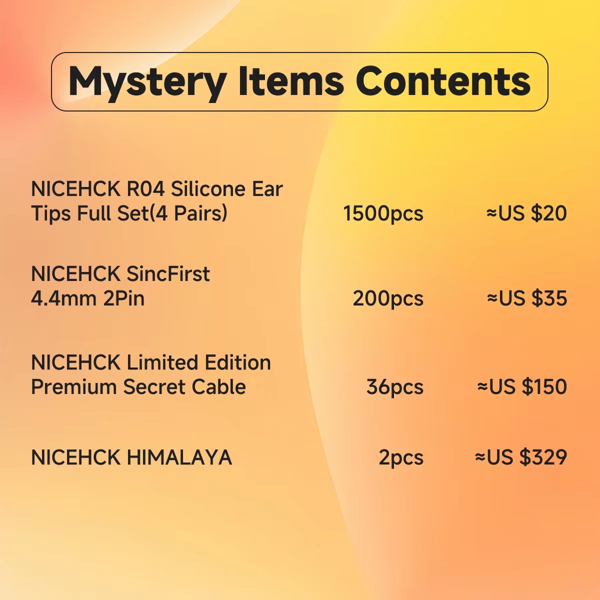 hckexin's tweet image. 【アニバーサリーセール😍】
ランダムな福袋‼️
ストアクーポン【2026LB】💰
ja.aliexpress.com/item/100501181… 
福袋の中身：
1⃣R04イヤーピースFull Set 4 Pairs（新製品）
2⃣SincFirstケーブル4.4mm 2Pin（新製品）
3⃣龍骨パーツを用いて製作されたハイエンド秘密ケーブル
4⃣Himalayaイヤホン