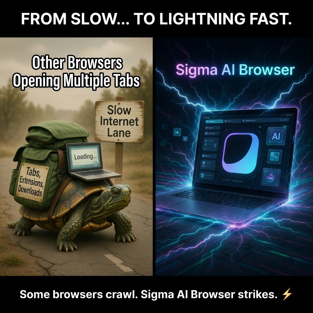 ZAYLIAGRACE's tweet photo. Some browsers move like a turtle when tabs pile up. 🐢
@Sigma_Browser an AI Browser that runs at lightning speed. ⚡🚀
#SigmaAI #AIBrowser #Web3 https://t.co/Hb4kakuBLY