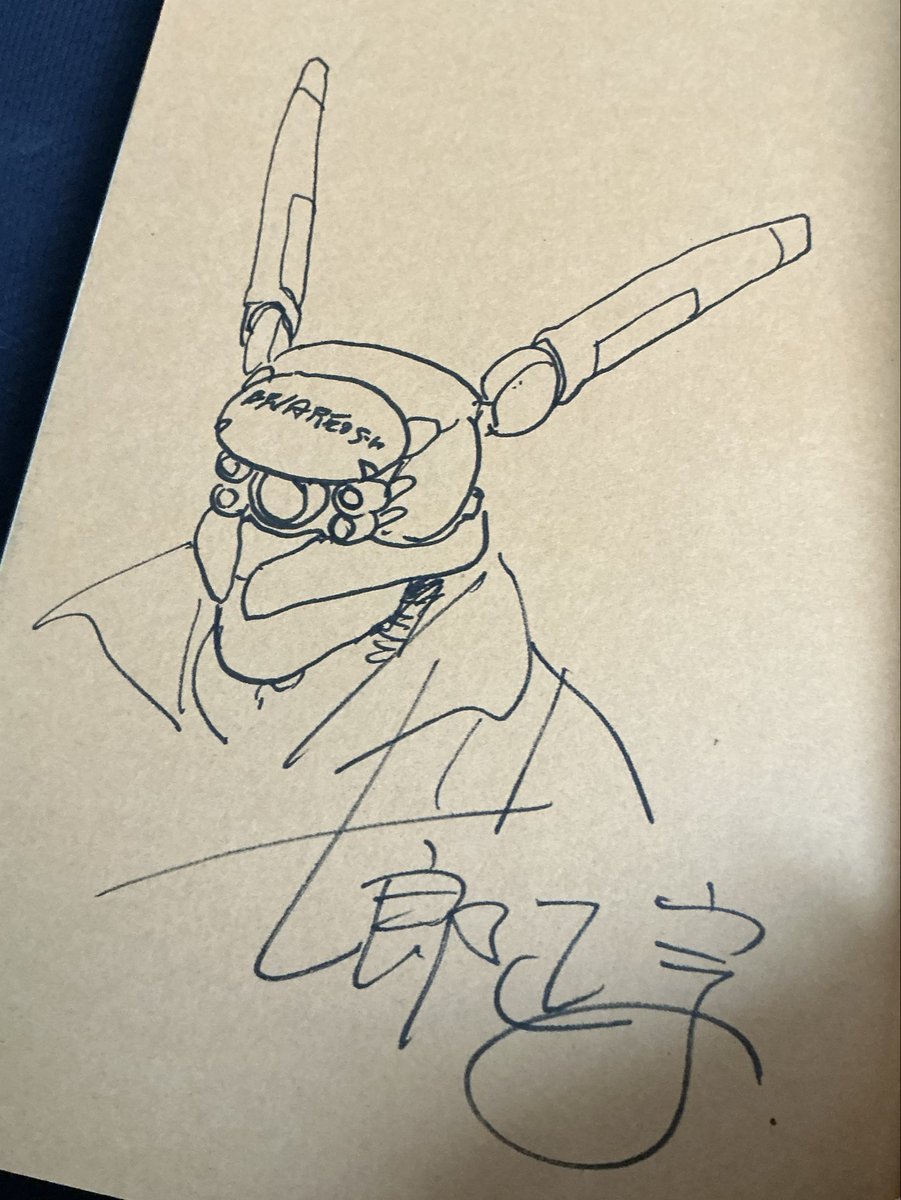 仕事場を整理したら出てきました、士郎正宗先生のサイン入り『アップルシード② プロメテウスの解放』（1985年）。
サインと共に、ブリアレオスのイラストもサラサラ描かれて、それを見て出版の青心社の小笠原さんが「珍しい！」と叫んだ記憶が。
ありがとうございました。