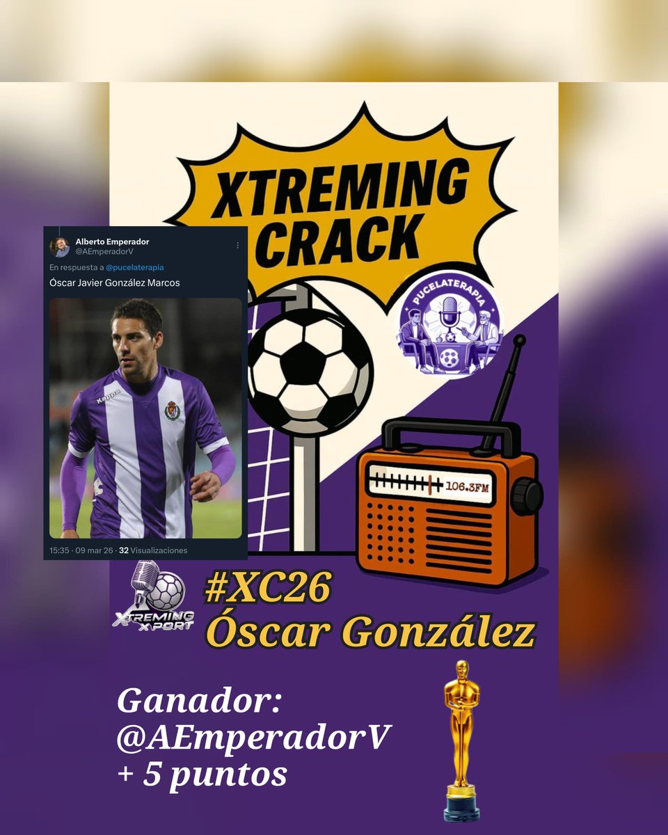 pucelaterapia's tweet photo. #XC26 🎬
El salmantino más querido en Pucela, encantó a la afición con su magia y el se hizo tan pucelano q se quedó a vivir y hasta montó un restaurante.

AND THE OSCAR GOES TO... ¡@AEmperadorV!
Solución: Óscar González
Día: Lunes
Puntos: +5
¡Enhorabuena crack!
El lunes...#XC27 https://t.co/sLk20QjDx3