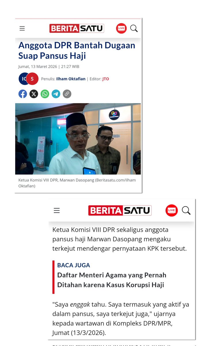 dwioktariyadi's tweet photo. Para anggota Pansus Haji 2024 dari Achmad Baidowi (PPP), Ledia Hanifah Amalia (PKS), Saleh Partaonan Daulay (PAN) sampai Marwan Dasopang (PKB) yg tanda kutip kubu yg paling getol Pansus Haji 2024 aja membantah pernyataan KPK tersebut.

Bahkan hal senada jg pernah dibantah Nusron Wahid (Golkar) yg menjadi Ketua Pansus Haji 2024 lalu.

Dagelan kontruksi hukum apalagi yg dimainkan KPK ya ini?