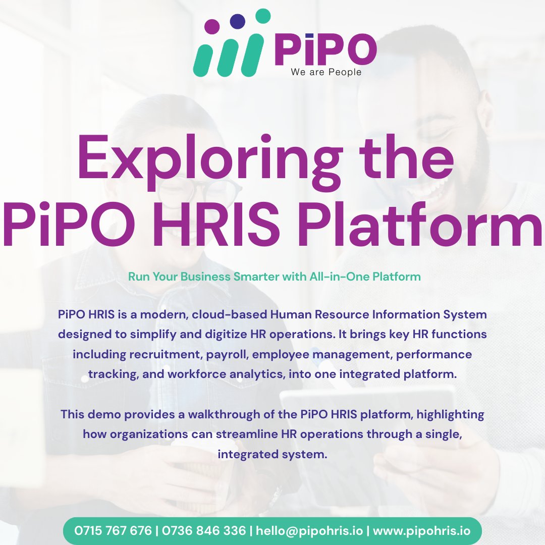 pipohris's tweet image. Discover how PiPO HRIS transforms HR operations with a secure, cloud-based system that centralizes recruitment, payroll, performance, and employee management. 

📞 0715 767 676 | 0736 846 336
📧 hello@pipohris.io
🌐 pipohris.io

#PiPOHRIS #HRAutomation #CloudHR