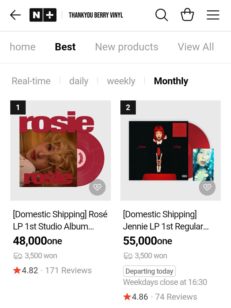 bts members' vinyls are some of the best selling items on the naver store 🥹

and rosie's longevity is insane 😭

(m.smartstore.naver.com/toyandpolo/bes…)
