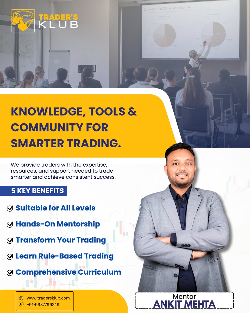 Wealthwithankit's tweet photo. Smart Trading Starts with the Right Guidance 📈
Success in trading isn’t about luck  it’s about knowledge, discipline, and the right mentorship.
At Trader’s Klub, we provide traders with the tools, strategies and community support needed to build consistent results in the market. https://t.co/QytOTYoWk5