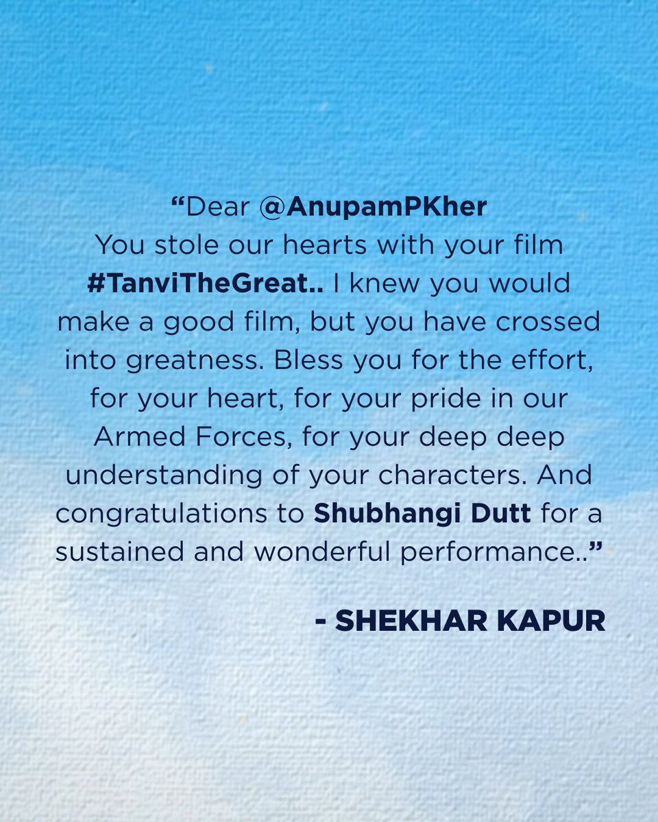 AnupamPKher's tweet photo. SOMETIMES ENCOURAGEMENT ARRIVES EVEN BEFORE THE REAL JOURNEY TRULY BEGINS! ❤️❤️
In that sense before the world watched #TanviTheGreat, some of the biggest hearts in our film industry cheered for it. Praised the film’s trailer! 🥹🙏🥹
When the trailer released, friends and colleagues like Shah Rukh Khan, Anil Kapoor, Prabhas, Alia Bhatt, Kangana Ranaut, Shekhar Kapoor, Abhishek Bachchan, Vicky Kaushal, Madhuri Dixit, Suniel Shetty, Sidharth Malhotra, Varun Dhawan, Arjun Kapoor, Salim Merchant, Ranvir Shorey and many others took a moment from their busy lives to encourage us with their kind words.❤️🌺
In an industry where everyone is running their own race, this generosity means the world. Their appreciation gave our entire team tremendous confidence even before the film reached audiences.❤️🩹❤️🩹
Today, our beautiful film is on @primevideoin! So we are sharing those beautiful messages again… as a reminder that cinema grows stronger when artists support each other.🫡🫡
Thank you for your warmth, your encouragement, and your love for Tanvi The Great. Gratitude always. Jai Ho to you ALL AMAZING PEOPLE! 😍🥹❤️ #TanviTheGreatOnAmazonPrime #Trending #Friendship