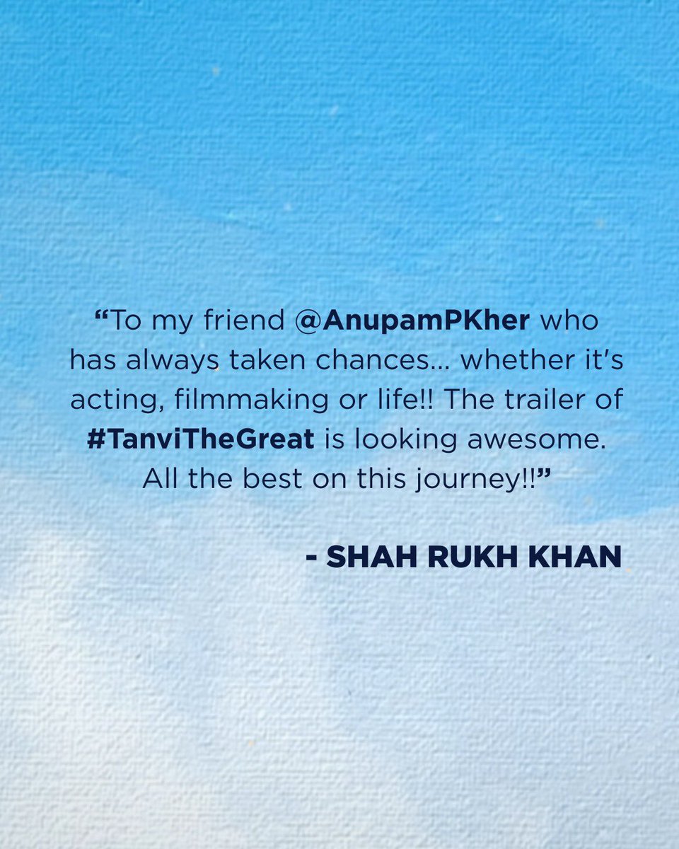 AnupamPKher's tweet photo. SOMETIMES ENCOURAGEMENT ARRIVES EVEN BEFORE THE REAL JOURNEY TRULY BEGINS! ❤️❤️
In that sense before the world watched #TanviTheGreat, some of the biggest hearts in our film industry cheered for it. Praised the film’s trailer! 🥹🙏🥹
When the trailer released, friends and colleagues like Shah Rukh Khan, Anil Kapoor, Prabhas, Alia Bhatt, Kangana Ranaut, Shekhar Kapoor, Abhishek Bachchan, Vicky Kaushal, Madhuri Dixit, Suniel Shetty, Sidharth Malhotra, Varun Dhawan, Arjun Kapoor, Salim Merchant, Ranvir Shorey and many others took a moment from their busy lives to encourage us with their kind words.❤️🌺
In an industry where everyone is running their own race, this generosity means the world. Their appreciation gave our entire team tremendous confidence even before the film reached audiences.❤️🩹❤️🩹
Today, our beautiful film is on @primevideoin! So we are sharing those beautiful messages again… as a reminder that cinema grows stronger when artists support each other.🫡🫡
Thank you for your warmth, your encouragement, and your love for Tanvi The Great. Gratitude always. Jai Ho to you ALL AMAZING PEOPLE! 😍🥹❤️ #TanviTheGreatOnAmazonPrime #Trending #Friendship