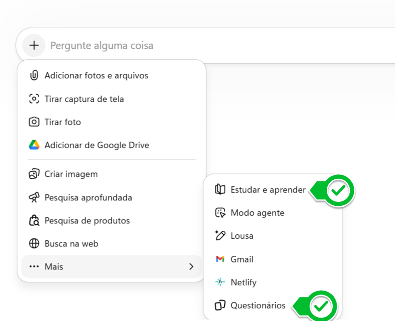 enoches's tweet photo. @agpatriota O texto acima foi para as "instruções do projeto", imagino. Então na hora de perguntar no chat, vale a pena ativar as opções de "Estudar e Aprender" ou a de "Questionários". #ChatGPT https://t.co/NAvVDLliyn