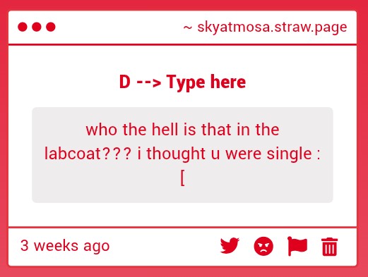 skyatmosa's tweet photo. "who the hell is that in the labcoat??? i thought u were single :[" -> you mean leon? weve been together for months, i thought everyone knew but you seem disappointed... im sorry if i hurt your feelings im often unaware abt people feel about myself/others
https://t.co/kgzSBGI9NK https://t.co/yjM1v57m9y