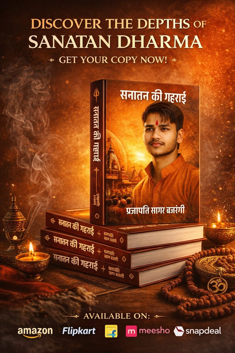SagarBajrangi_'s tweet photo. मेरी प्रथम पुस्तक 'सनातन की गहराई' बहुत जल्द आप सभी के समक्ष होगी।
​यह केवल एक पुस्तक नहीं, बल्कि अध्यात्म और हमारी वास्तविक पहचान की एक पावन यात्रा है।
​जल्द आ रही है... (Coming Soon)
​#SanatanKiGeharai #ComingSoon #SagarBajrangi #NewBook #Sanatan #AuthorLife https://t.co/n11wOyFGLV