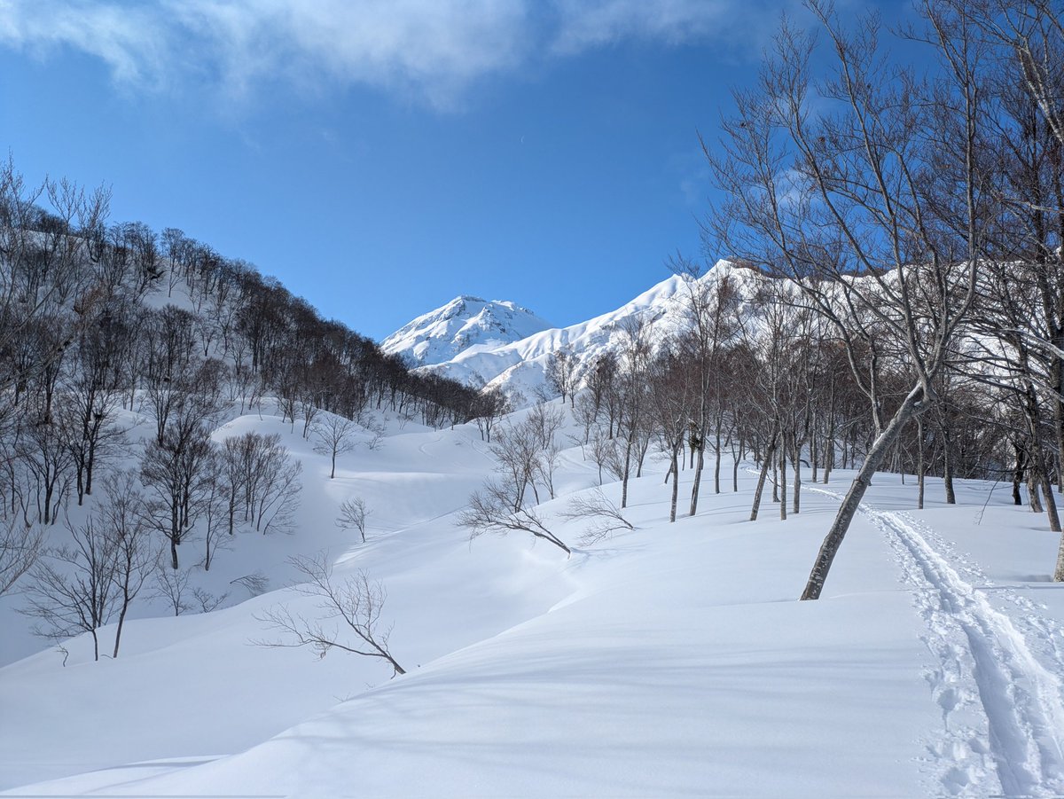 jump_trail's tweet photo. 新潟焼山（2,400m）山スキー・BC。2,000mアップはキツかったけど素晴らしい景色とパウダー。2,100mからはアイゼン、雪山も楽しめる。富山から1時間20分で来られます。いい滑りだった！ https://t.co/Lnu6qZkT8R