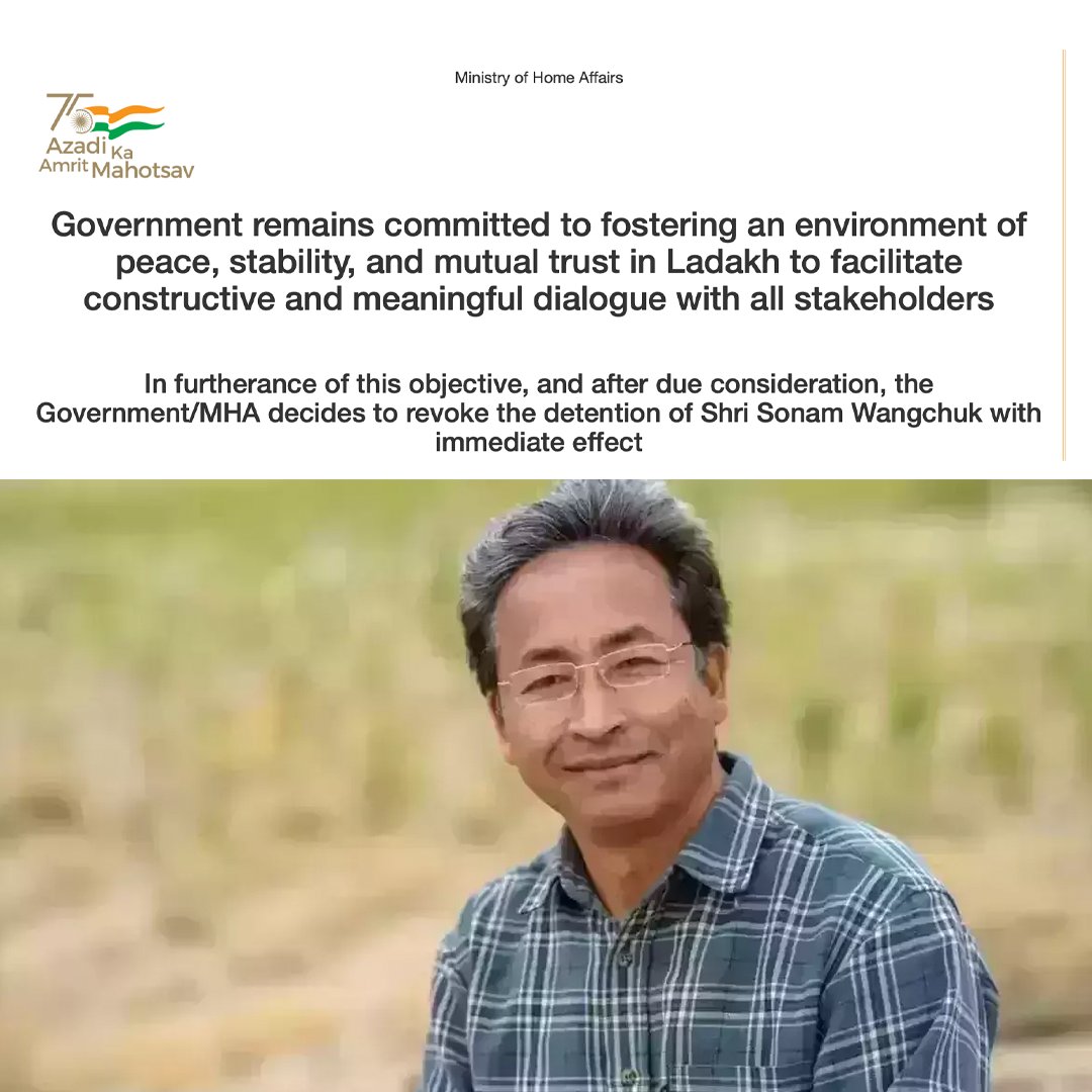 SajjadKargili_'s tweet photo. The revocation of NSA against Shri Sonam Wangchuk is a welcome move. However, our struggle of our  legitimate rights continues. 

We also demand the immediate release of Deldan Namgial & Smanla Dorjey & appeal that all charges against those detained on 24 Sept be dropped unconditionally.
#Ladakh