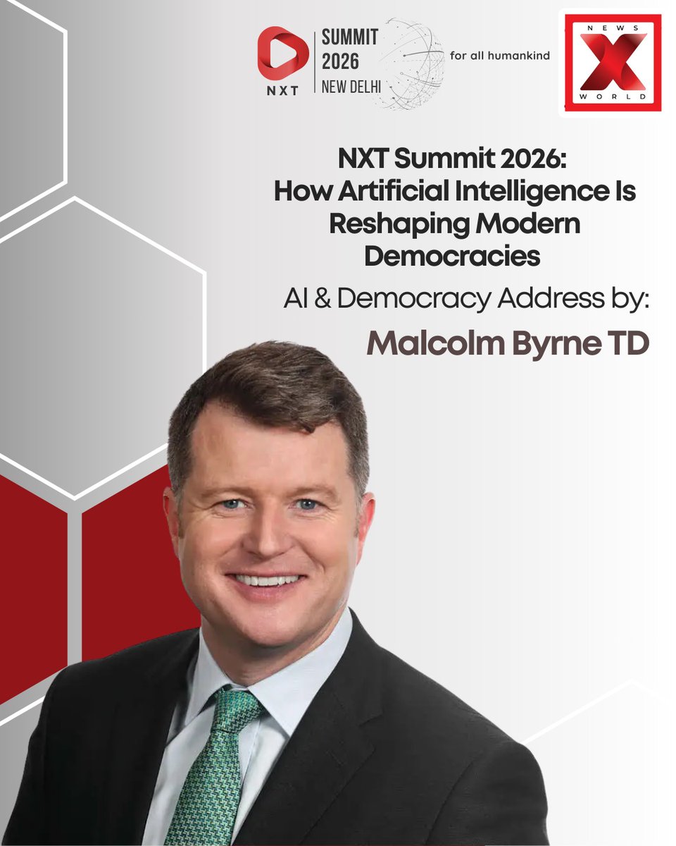 NewsX's tweet photo. Privileged to hear Malcolm Byrne , TD, take the stage at the NXT Conclave to discuss the vital intersection of AI and our democratic future.
https://t.co/midkSftroX
#NXTConclave #AIDemocracy #PublicPolicy https://t.co/eMBS5kvZvA