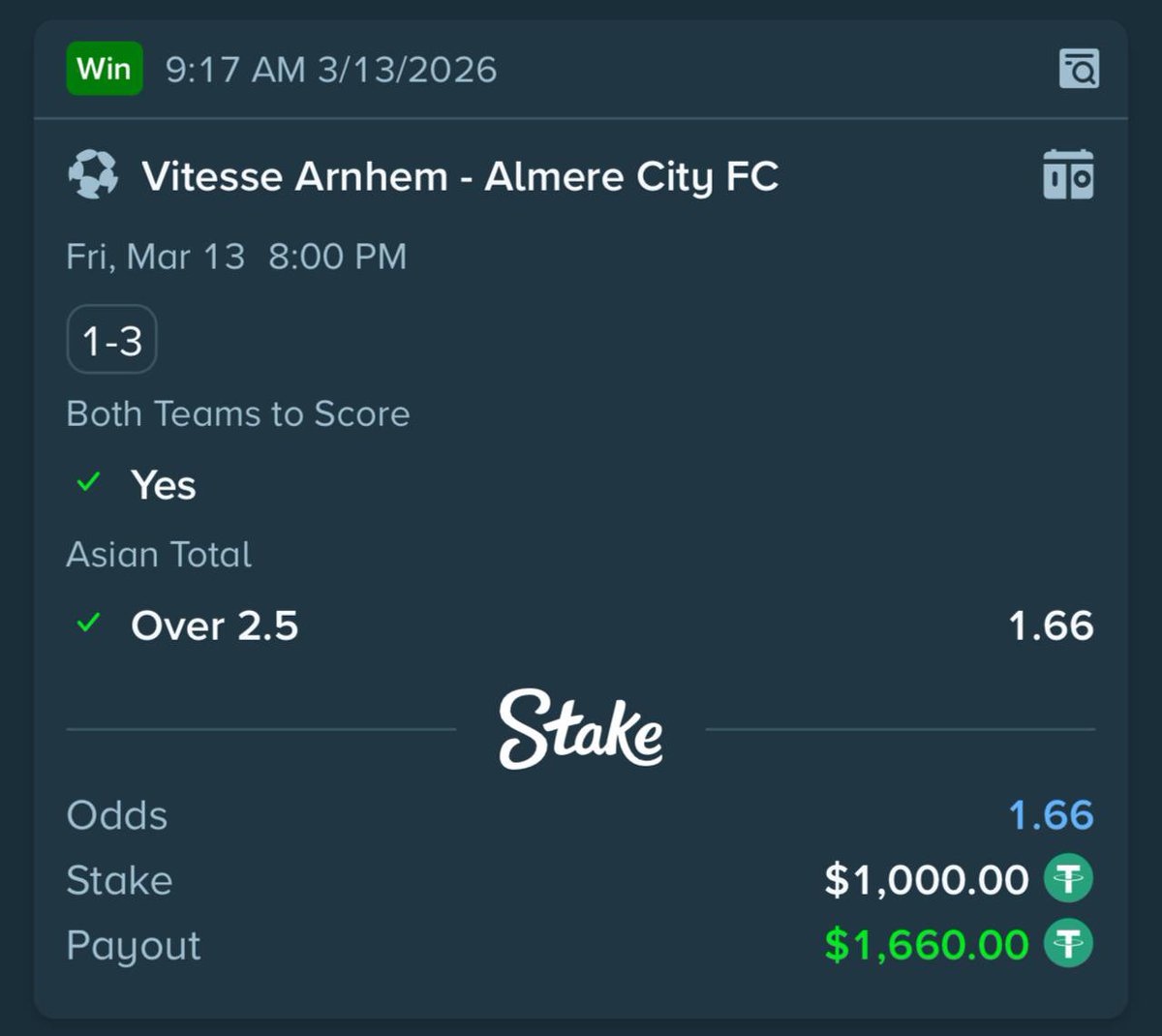 STAKE Winning Bets ⚽️ tweet media