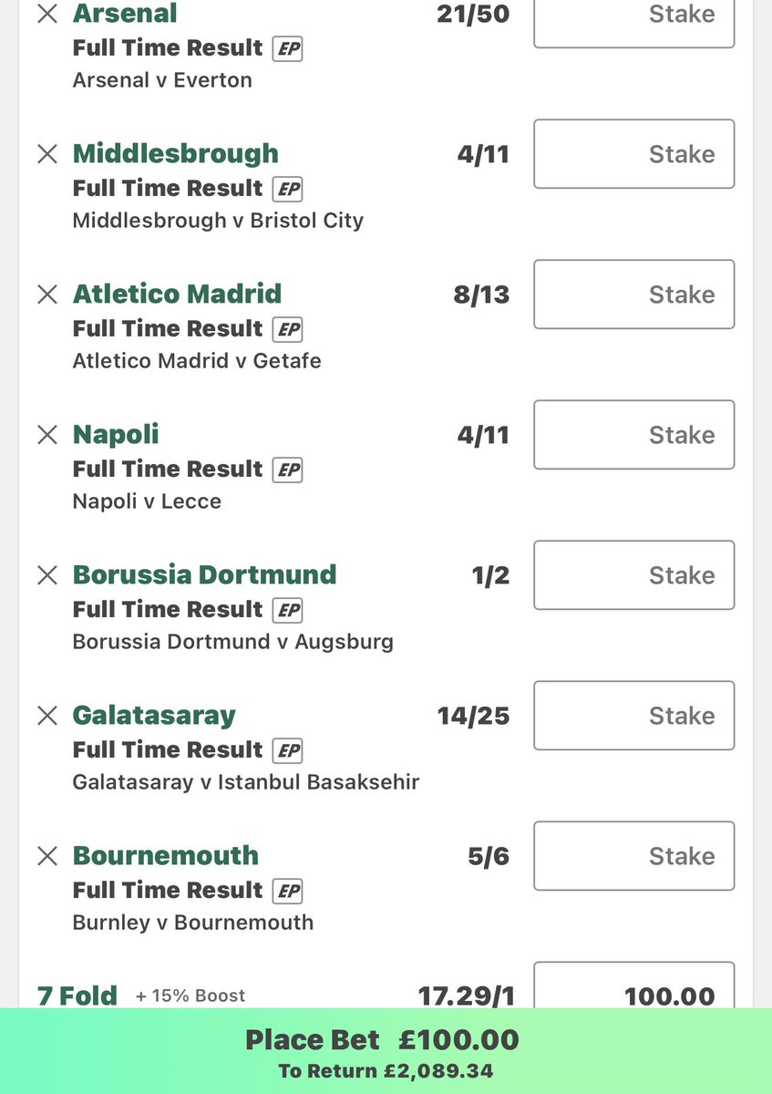 TODAYS 7️⃣ FOLD🐯

⚽️If this wins 10 of you get £25 each! 

❤️YOU MUST LIKE AND RETWEET❤️

(Check the comments for a 100/1 posted)