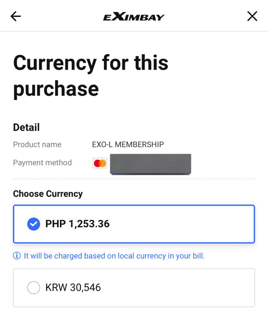tsundereksoo's tweet photo. current price for exo-l membership on weverse

1st pic: krw (gcash)
2nd: yen (gcash)
3rd: yen (debit)
4th: krw (debit) 

cheapest: krw gcash mop = 1225.63 php

#EXhOrizoninMANILA https://t.co/0HxEbM3okN