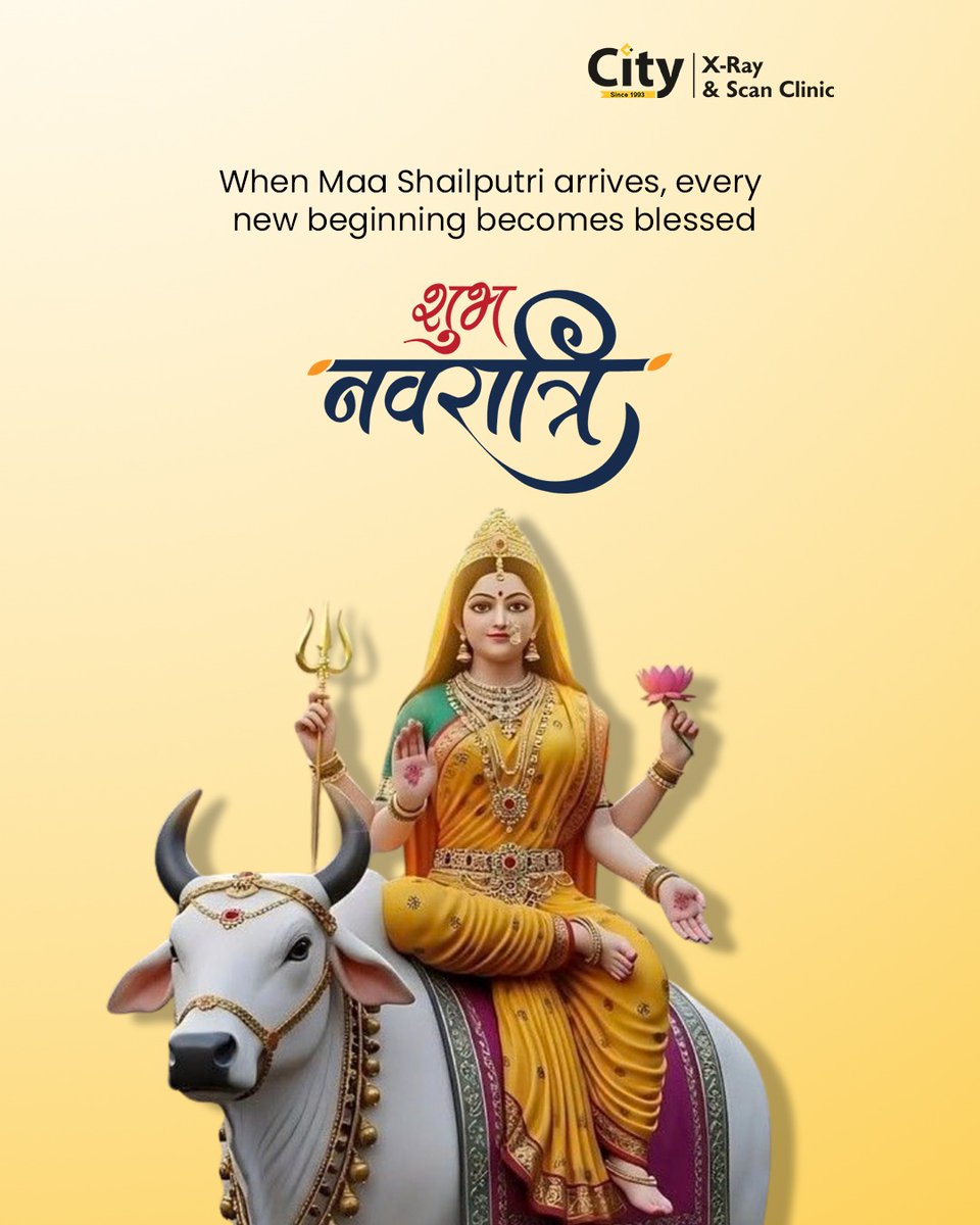 CityXrayClinic's tweet image. A divine beginning to Navratri!

As Maa Shailputri arrives, may she bless your life with strength, positivity &amp;amp; new beginnings. Wishing you joy, peace, &amp;amp; good health this festive season.

Happy Navratri!

#ShubhNavratri #Navratri2026 #Cityxray #WellnessWithCare #Healthcare