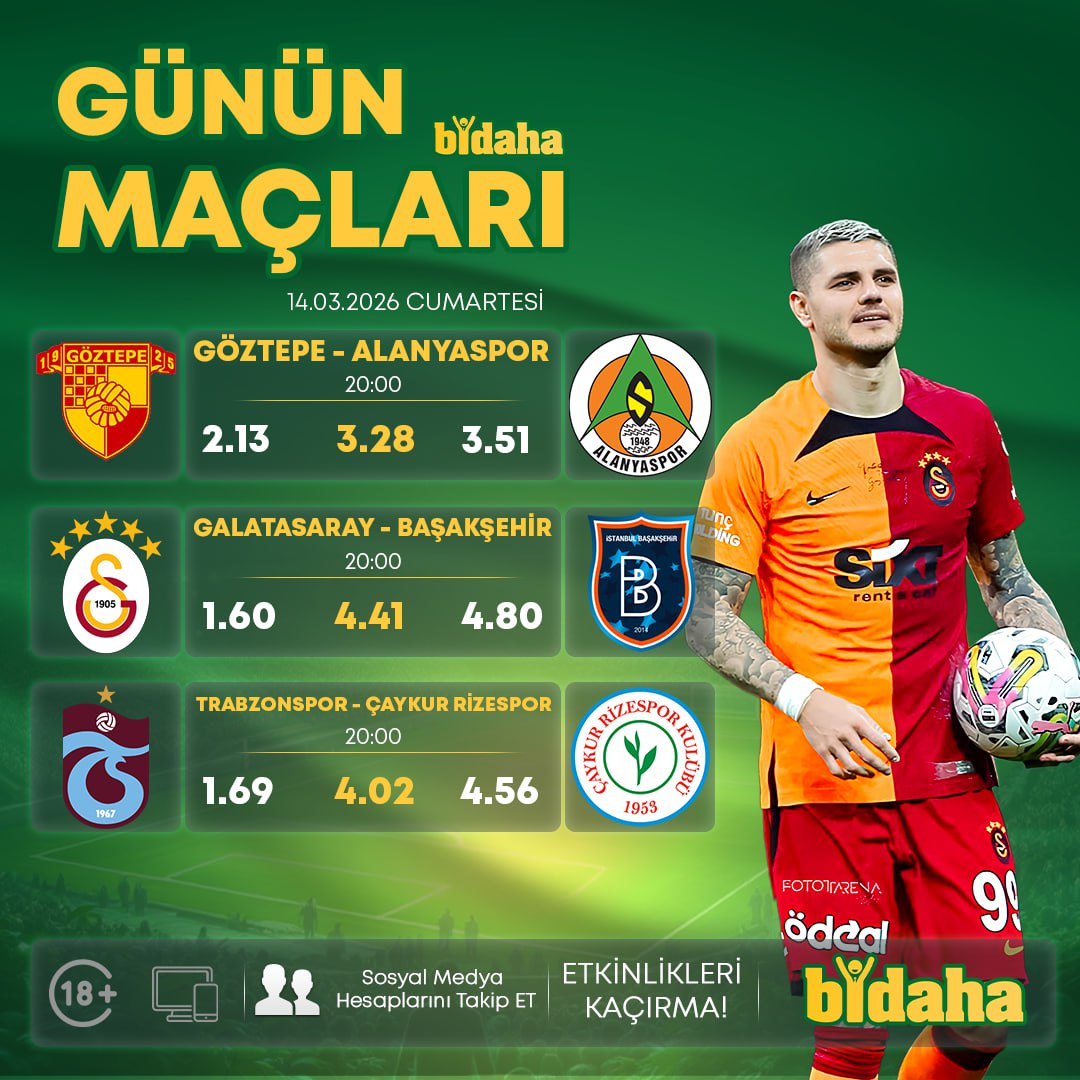 🔥 İşte Karşınızda Bidaha'nın Kazandıran Çılgın Oranlı Maçları 👍

⚡ Dünyanın Her Yerinden En Keyifli Maçlar, Bidaha'yla Kazandırmak İçin Ayağınıza Geliyor !!! 🎁

🔗 GÜNCEL GİRİŞ (t2m.io/Bidaha)