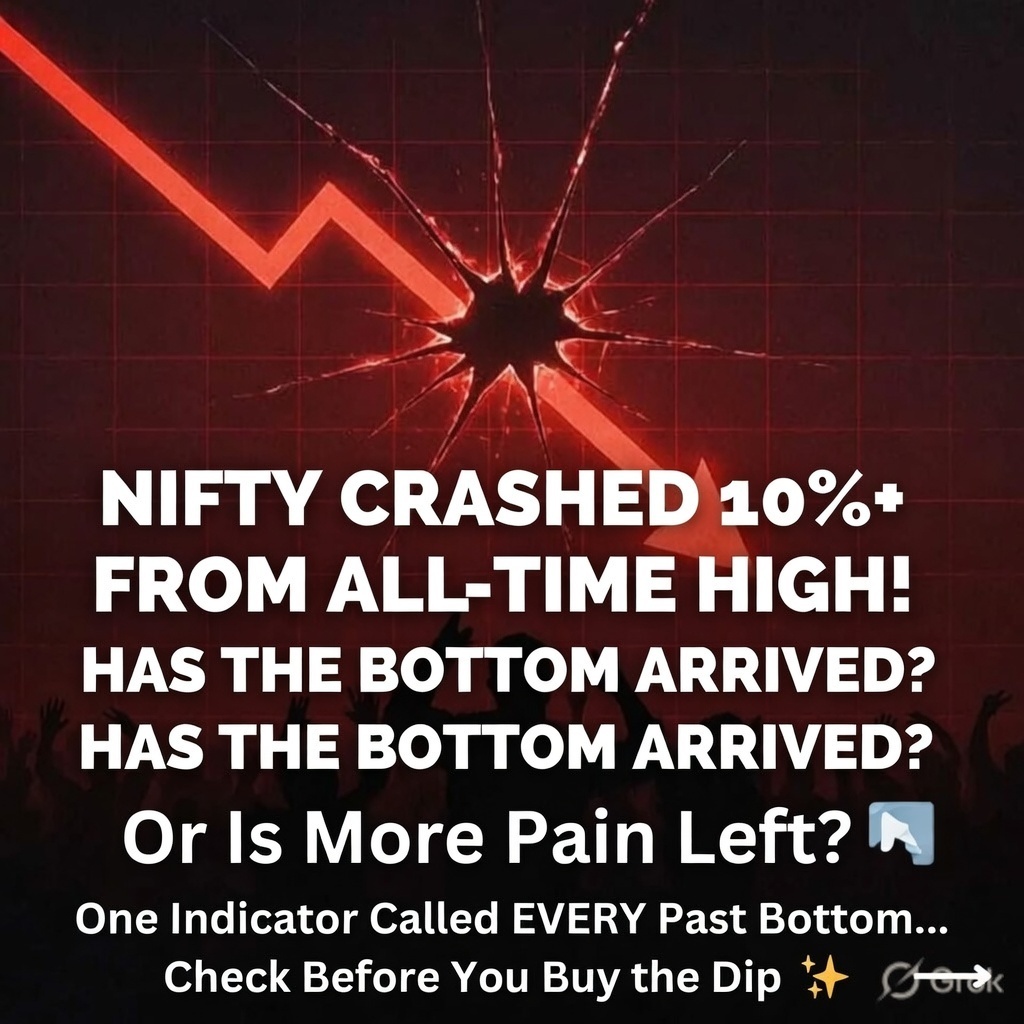 📉 Nifty just tanked >10% from its all-time high (26,373 → now sitting ...