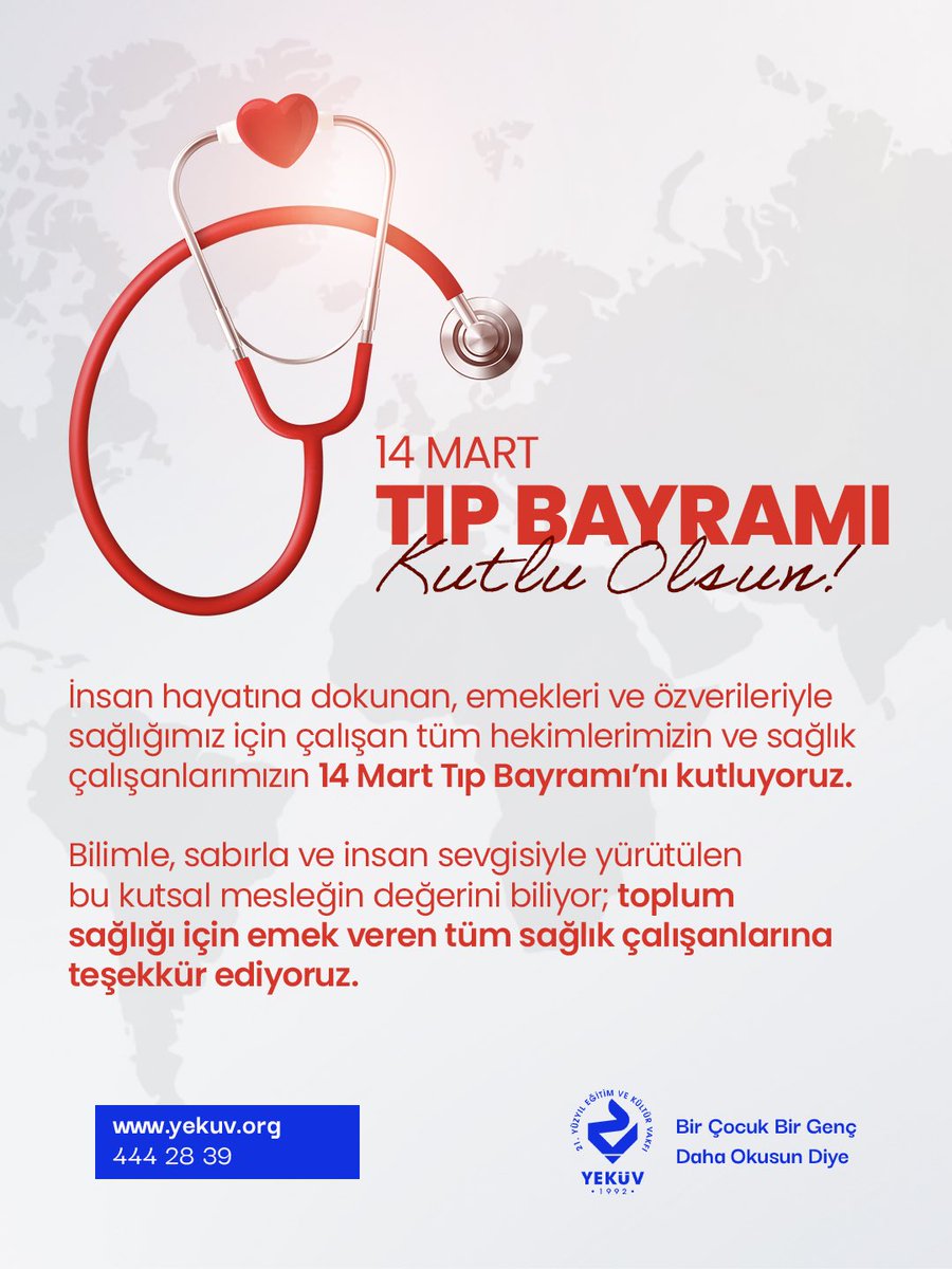 Yekuv's tweet photo. İnsan hayatına dokunan, emekleri ve özverileriyle sağlığımız için çalışan tüm hekimlerimizin ve sağlık çalışanlarımızın 14 Mart Tıp Bayramı’nı kutluyoruz. https://t.co/1NLxM8T4ac