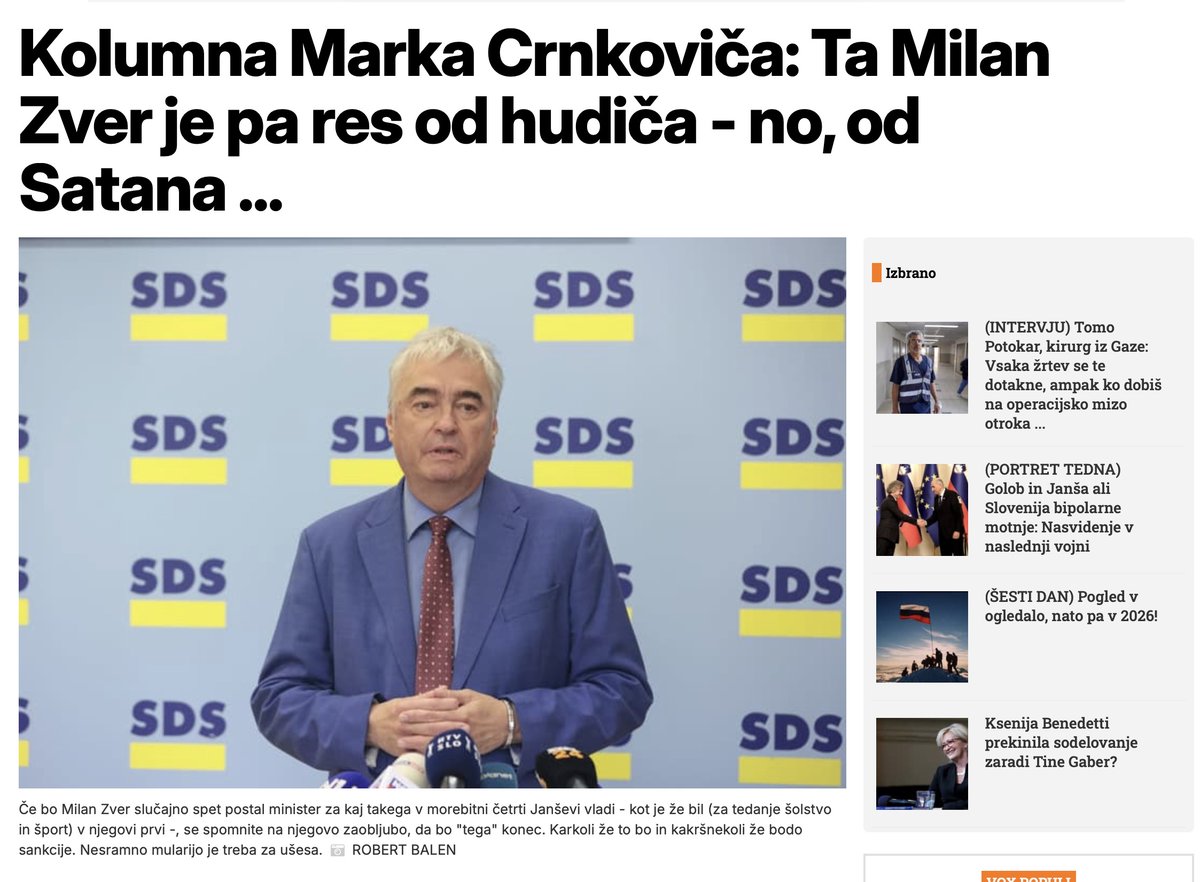 Odbojkašice so satanisti, dijaki so satanisti on pa nekoč funkcionar Zveze komunistov Jugoslavije do zadnjega.