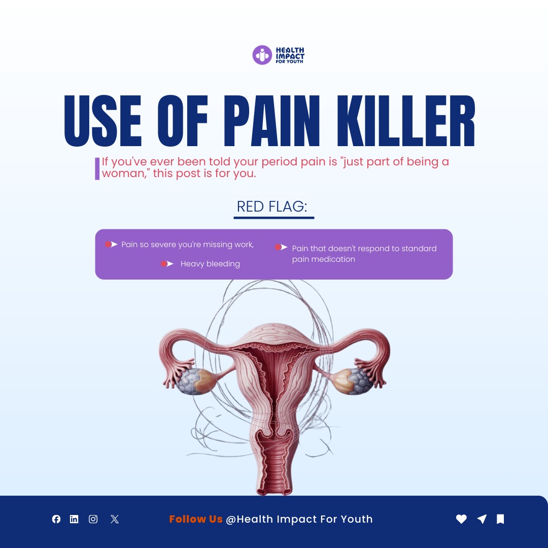Impact4Youth's tweet photo. "Just take a painkiller and push through it."

If you've ever been told your period pain is "just part of being a woman," this thread is for you.

Here's the truth we need to normalize: Period pain is common, but it's NOT always normal.

#HI4Y https://t.co/r3djCS1Dsv
