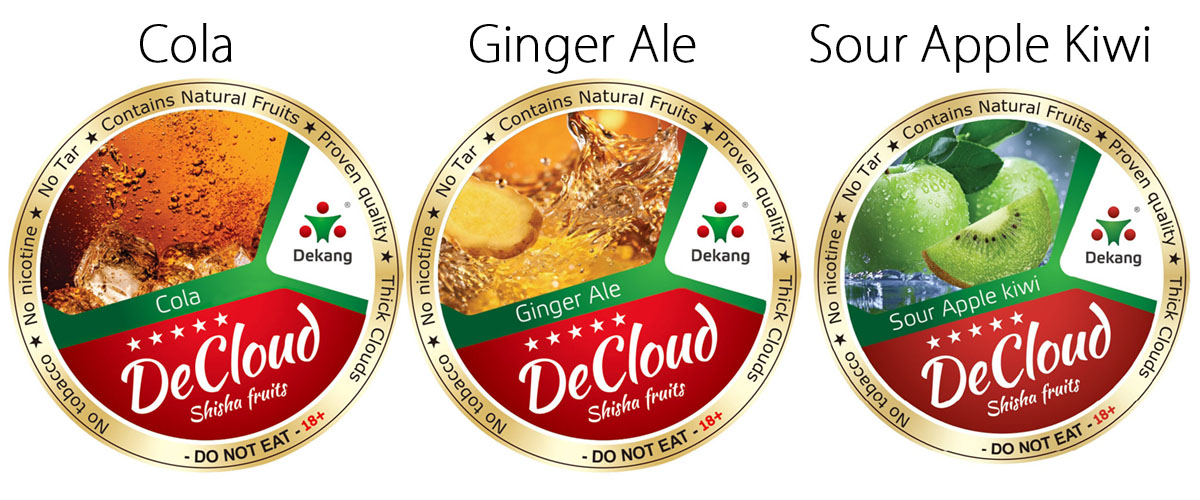 ニコチンフリーのDeCloud：990円
コーラ・ジンジャーエール・サワーアップルキウィが新しく入りました！shisha-mart.com/product-list/98