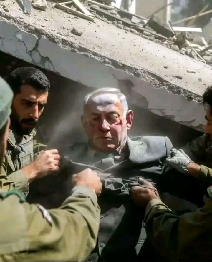 MonsurAlamFahi2's tweet photo. BREAKING |🇮🇱⚡🇮🇷

A reliable source confirms the death of Israeli Prime Minister Benjamin Netanyahu after his residence in Tel-Aviv was targeted by an Iranian 🇮🇷 drone. https://t.co/sabTMIjNIG