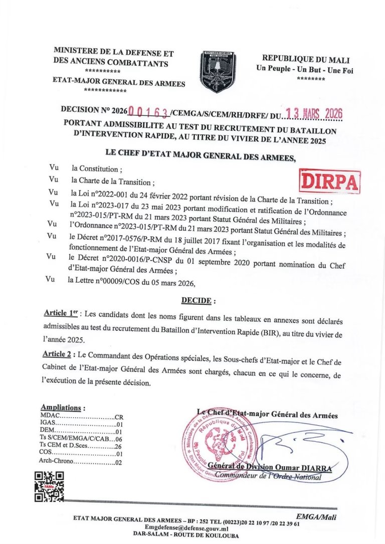 maliactu's tweet image. 🚨 BREAKING : Les résultats du recrutement BIR 2025 sont tombés ! Votre nom figure-t-il dans la liste officielle des admis ? Découvrez tous les tableaux complets ⬇️ #Mali #BIR2025 #Emploi

maliactu.net/resultats-offi…