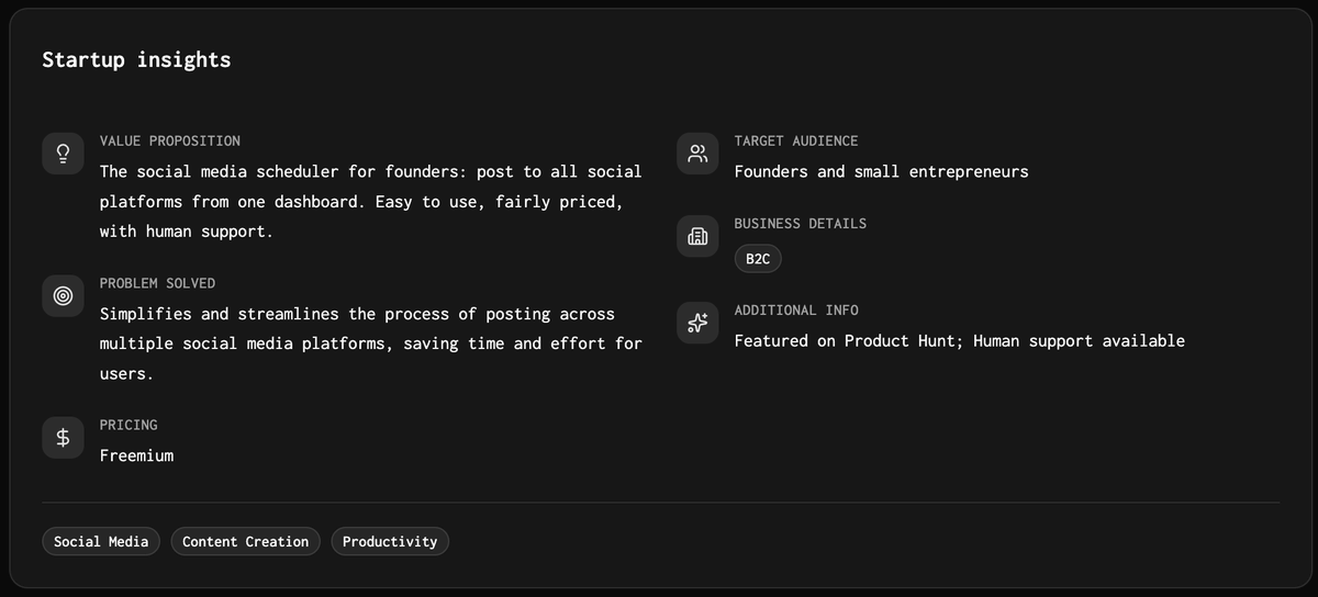 TSalama7's tweet photo. @marclou Any plans on including the remaining Startup Insights fields in the API? 👀 https://t.co/XSjm4oSXme