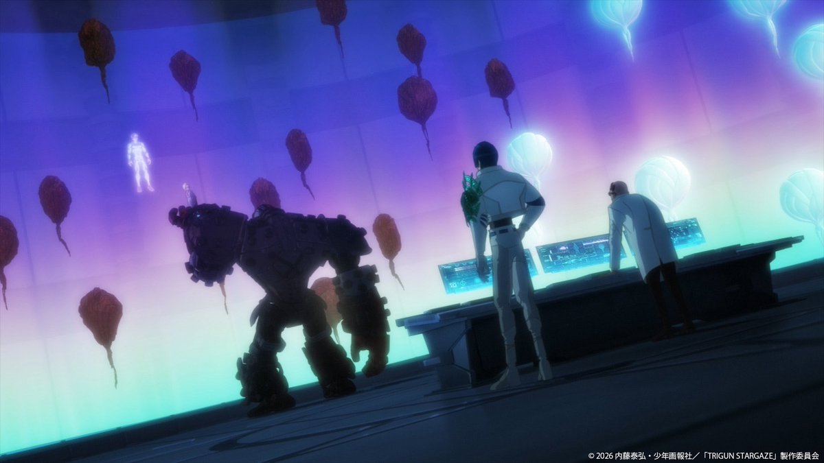 CG_Orange_eng's tweet photo. TRIGUN STARGAZE

New Episode comes out Saturday!
“MARTYR”

Having merged with the Plants, Knives has taken on a new shape and immense power.
Vash lures the Ark to the place where the brothers first arrived on No Man’s Land but there, Vash must make a decision. https://t.co/Rx2vviaIZe