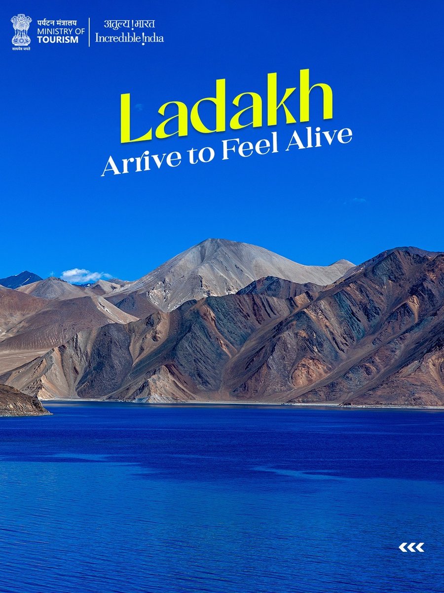 incredibleindia's tweet image. Set out on a journey of experiences in Ladakh, a land of high-altitude wonders.

Ride across the high-altitude Fotu La Pass, witness the ever-changing blues of Pangong Lake, explore the dunes of Nubra Valley on a Bactrian camel ride, and find serenity in centuries-old monasteries