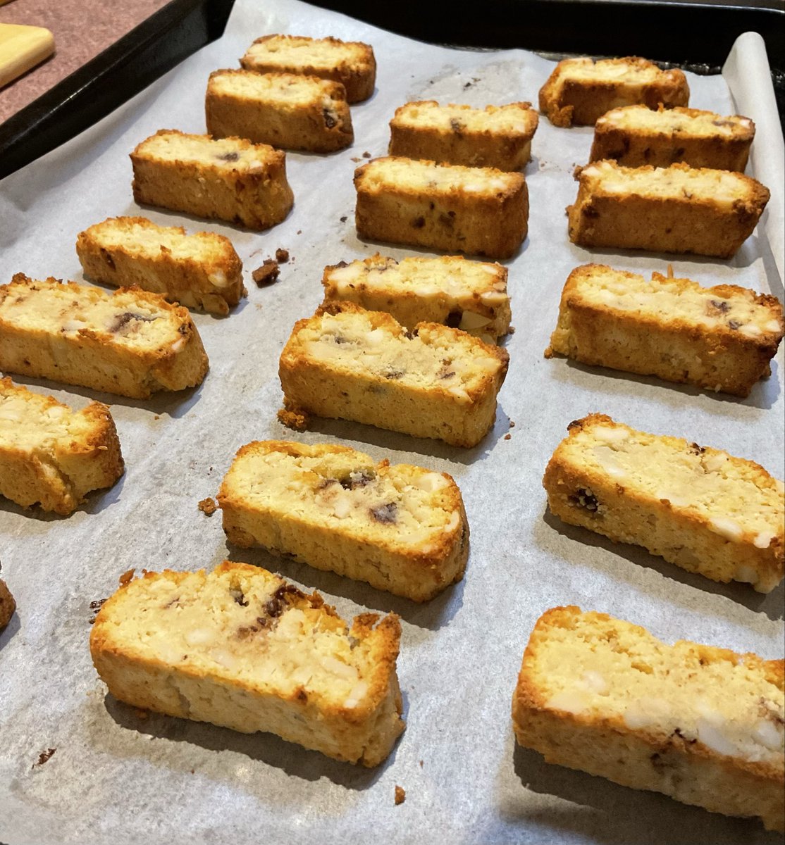 Dinner tonight was leftovers, so I had some time to make some Macadamia &amp; chocolate biscotti- woo hoo! 🥳

Very yummo with a nice strong coffee 😋

Have a great evening everyone 🥰