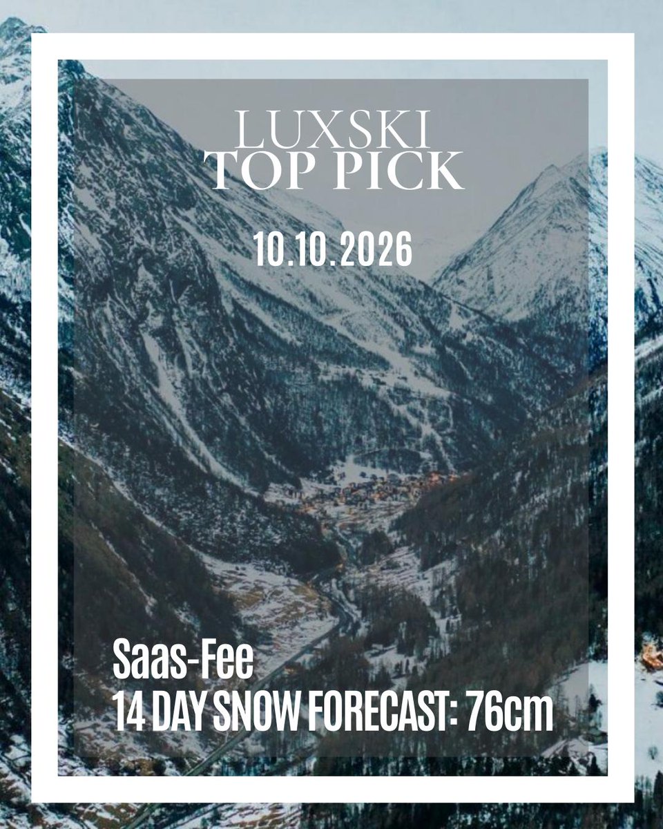LuxSkiHotels's tweet photo. Today's Powder Pick takes us to the stunning Saas-Fee in Switzerland, where The...
#LUXSKI #PowderPick #luxuryski #SaasFee #TheCapraHotel #Switzerland #SkiLuxury #FreshPowder #AlpineEscape #SkiSwitzerland #LuxuryTravel #SnowForecast #WinterGetaway #EpicSnowfall #MountainRetreat https://t.co/TLgQJNnaVK