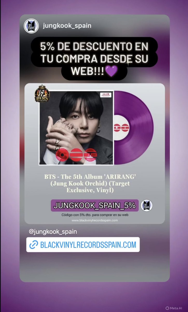 Si estabas esperando una señal para hacerte con tu vinilo de ARIRANG, quizá sea esta 💜

Usa el código
 JUNGKOOK_SPAIN_5%
en nuestra web y aprovecha el descuento ✨ <a href="/Jungkook_Spain_/">Jungkook (정국) Spain ⟭⟬ ᴺᵉᵛᵉʳ ᴸᵉᵗ ᴳᵒ ʲᵏ</a>