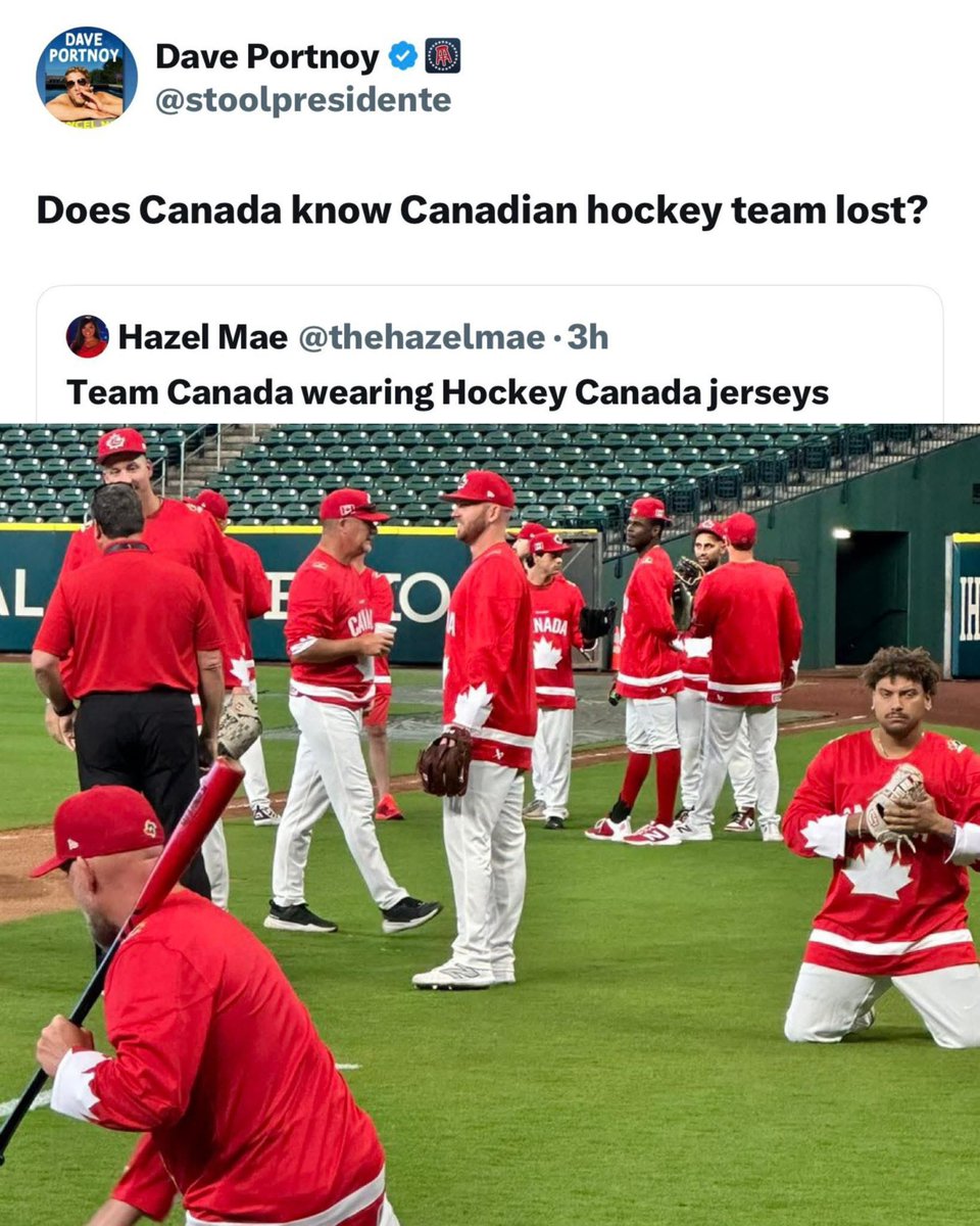 The definition of insanity is doing the same thing over and expecting different results 😆
Why wear a jersey of your team that just lost in the #Olympics?  More like Can’tada 😂
#Canada #WBC #WorldBaseballClassic #TeamUSA