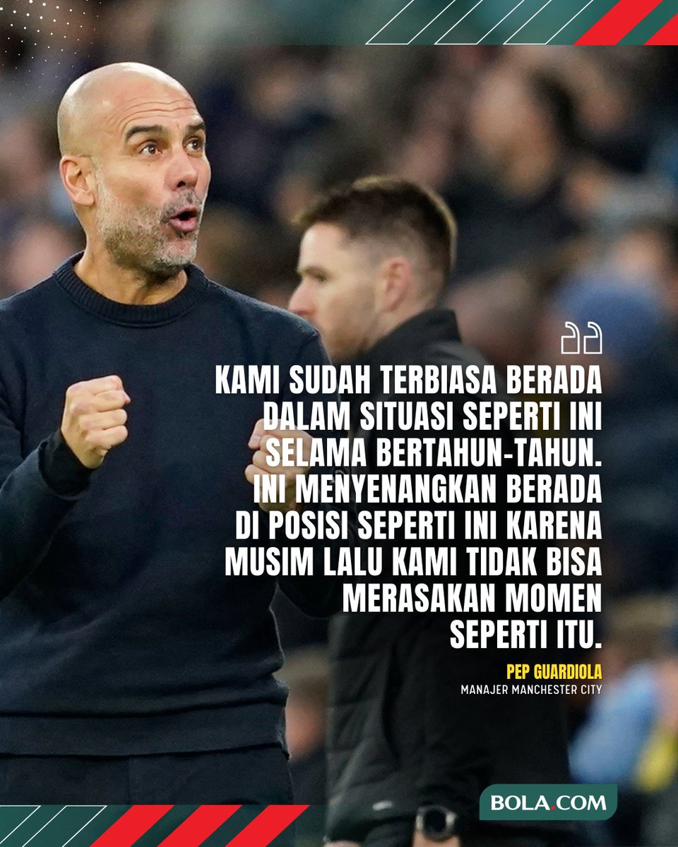 bolacomID's tweet photo. Manajer Manchester City, Pep Guardiola, menegaskan timnya belum menyerah dalam perburuan trofi musim ini meski menghadapi jadwal padat dan berbagai tantangan berat di sejumlah kompetisi.
#bolacomid #blcb #guardiola #epl https://t.co/RnHqcsUQ02