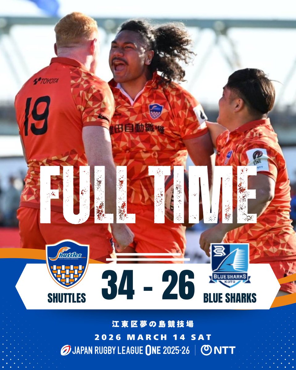 FULL TIME 応援ありがとうございました！ 【試合結果】 🏆 NTTジャパン