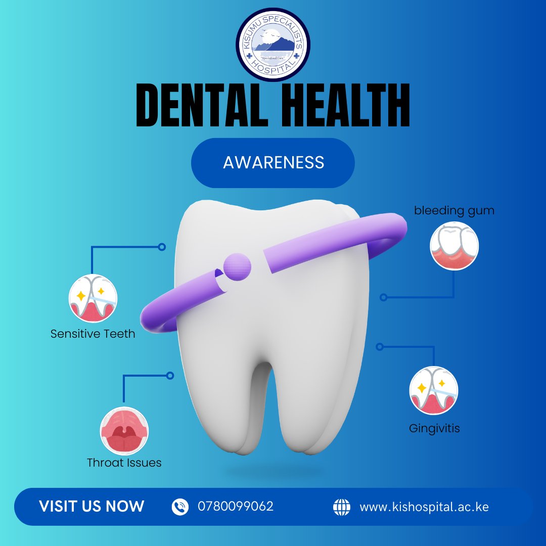 Early check-ups and proper oral hygiene can prevent serious complications.
Visit us for professional dental care and guidance on keeping your teeth and gums healthy.
For appointment bookings call us on 0780 099 062.

#KisumuSpecialistsHospital #DentalHealth