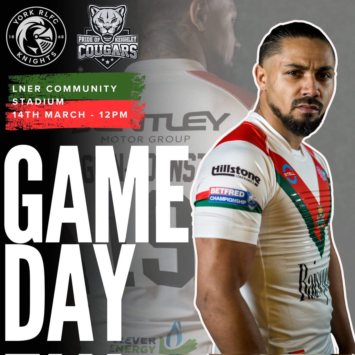 Game day
Away to York Knights 
#challengecup Round 4
Updates of the game via Facebook and you can also listen to commentary via DAB BBC Radio York. 
Cougars!!!!!
#KeighleyCougars #cougarmania #rugbyleague