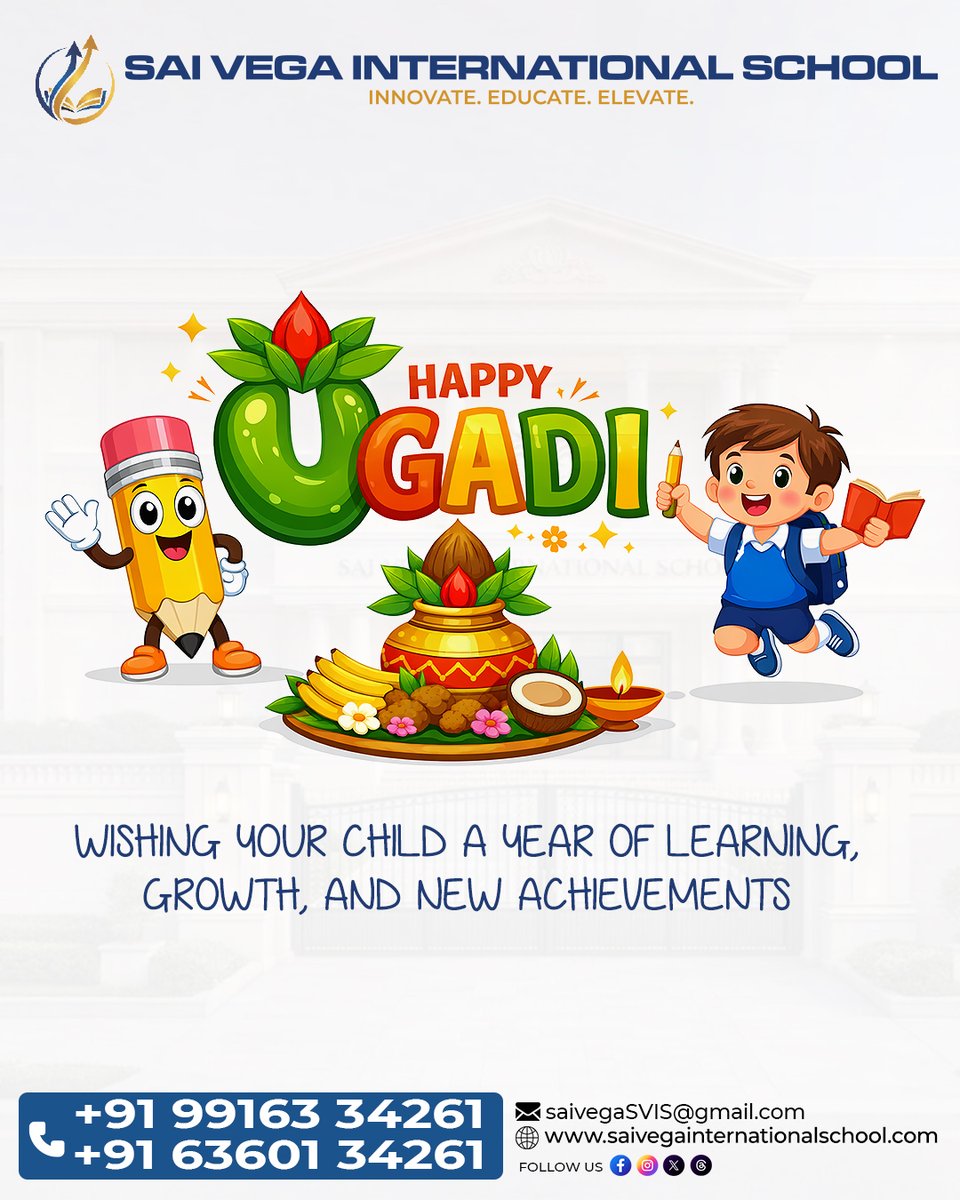saivega_school's tweet photo. 🌿✨ Happy Ugadi!

May this new year bring curiosity, joyful learning, and success to every child.
At Sai Vega International School, we inspire young minds to explore, grow, and shine every day.

#HappyUgadi #Ugadi2026 #SaiVegaInternationalSchool #UgadiWishes #BangaloreSchool https://t.co/qBLKCexsrY