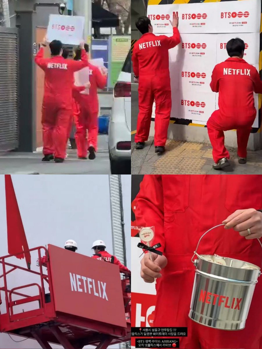 jjkwgib's tweet photo. Netflix Korea really got the Squid Game soldiers working for BTS Comeback Live https://t.co/xBr37CHrGG