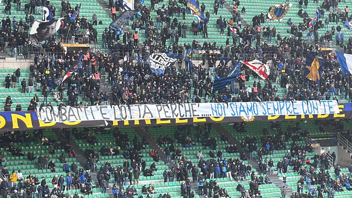 "Combatti e lotta perché noi siamo sempre con te". Il messaggio della Curva Nord prima di Inter-Atalanta <a href="/fcin1908it/">Fcinter1908</a>
